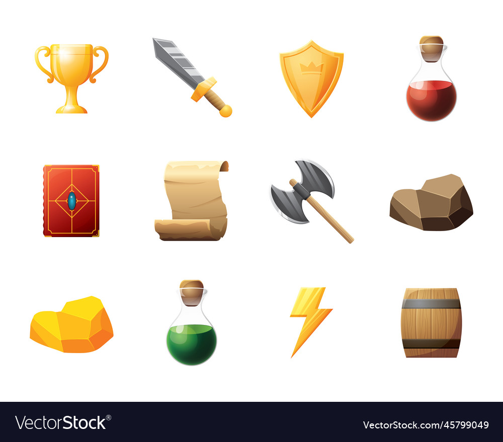 Game ui assets set gaming user interface icons vector image Game ui assets set gaming user interface icons