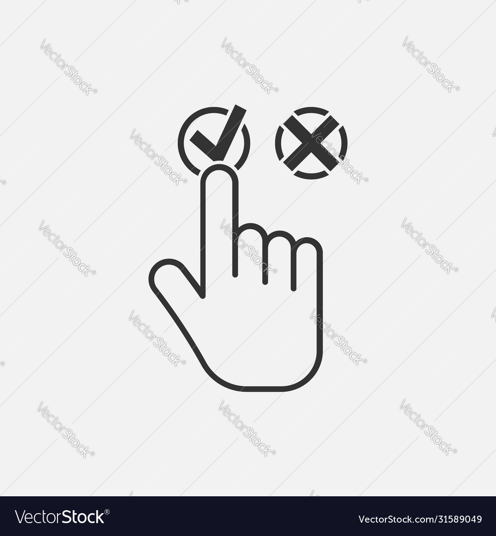 Handschiebeknopf mit Checkmark-Symbol isoliert