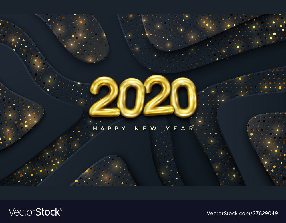 Happy new 2020 year with gold color Royalty Free Vector