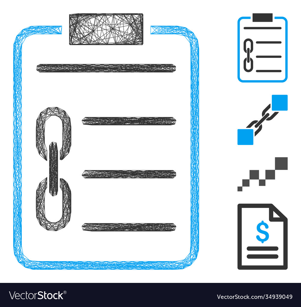 Hatched blockchain contract mesh vector image Hatched blockchain contract mesh