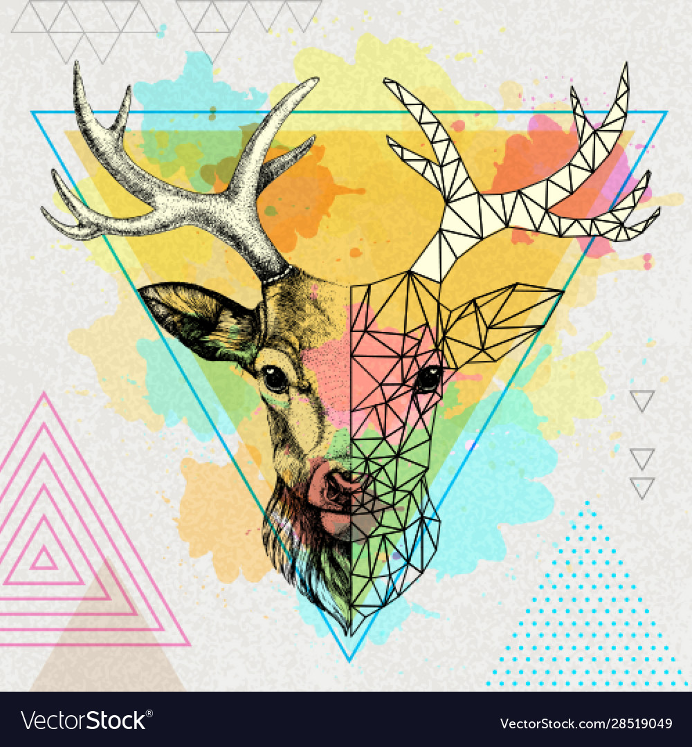 Hipster animal realistic and polygonal deer vector image Hipster animal realistic and polygonal deer