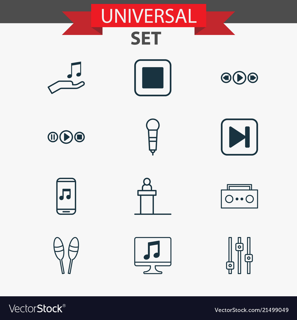Music icons set with computer audio buttons sell vector image Music icons set with computer audio buttons sell