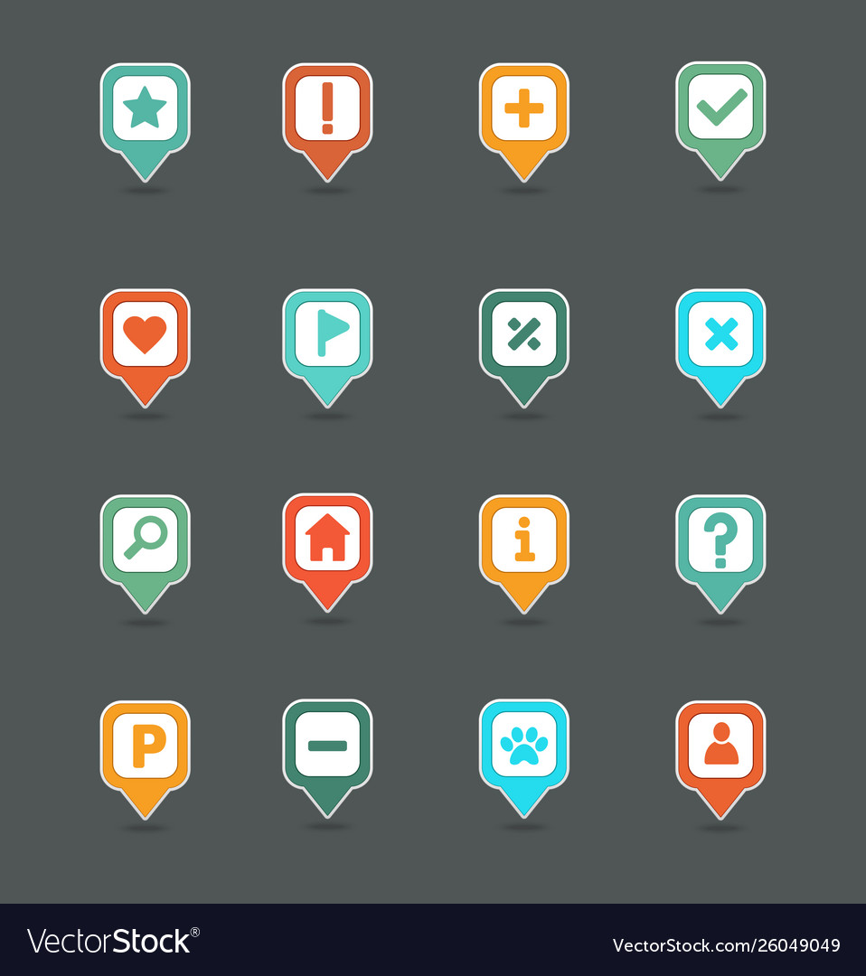 Pin map icon set pointer markers vector image Pin map icon set pointer markers