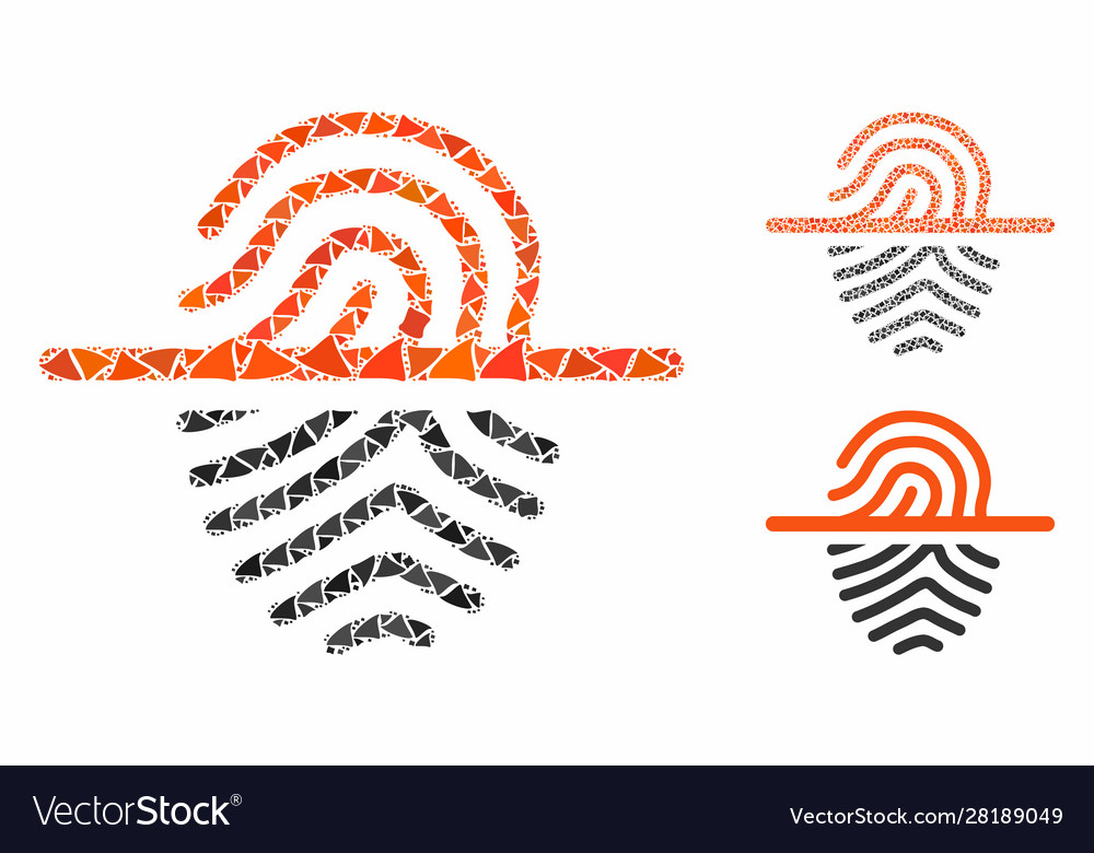 Scan fingerprint mosaic icon bumpy pieces vector image Scan fingerprint mosaic icon bumpy pieces