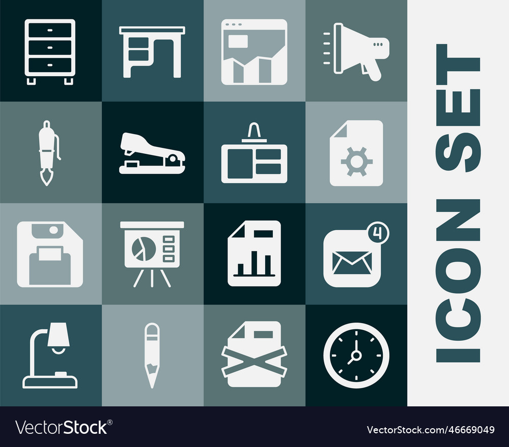 Set clock envelope document settings graph vector image Set clock envelope document settings graph