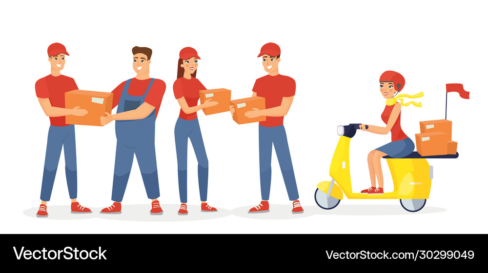 Set delivery man Royalty Free Vector Image - VectorStock