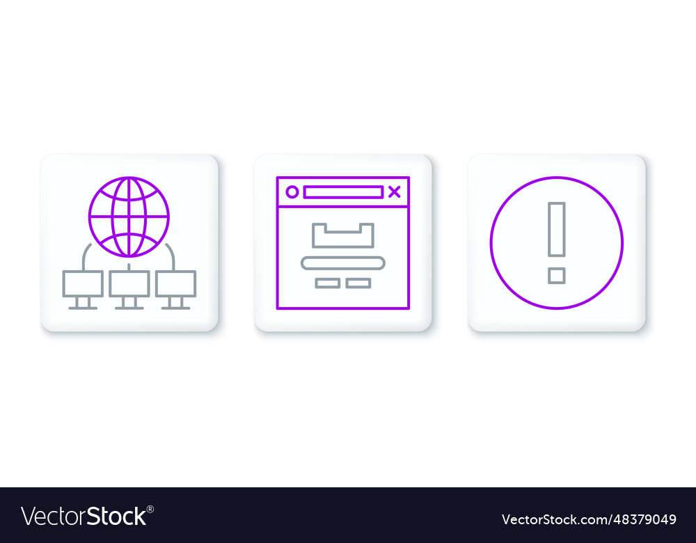 Set line information computer network and browser vector image Set line information computer network and browser