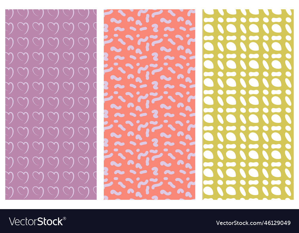 Set of seamless patterns with abstract drawings Vector Image Set of seamless patterns with abstract drawings