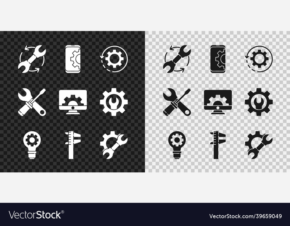 Set wrench and arrows as workflow setting vector image Set wrench and arrows as workflow setting