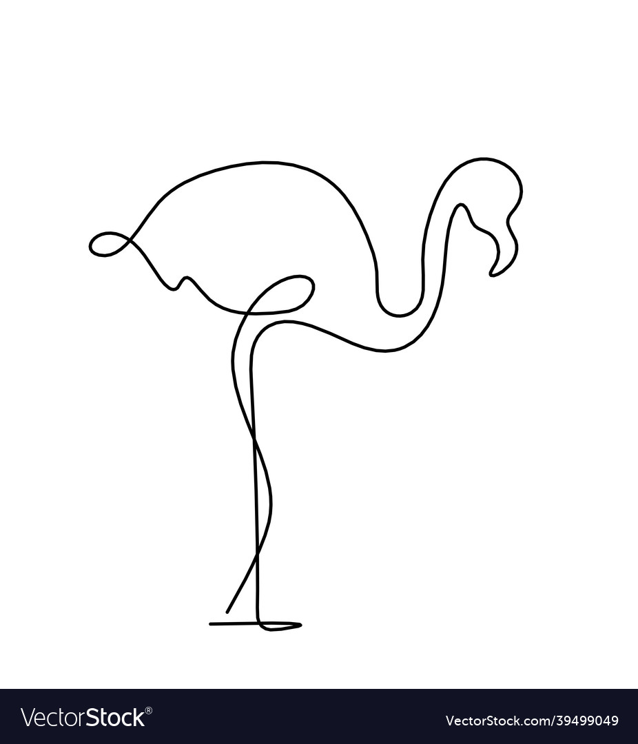 Silhouette of abstract flamingo as line drawing