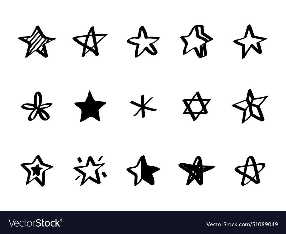 Variety decorative stars set Royalty Free Vector Image