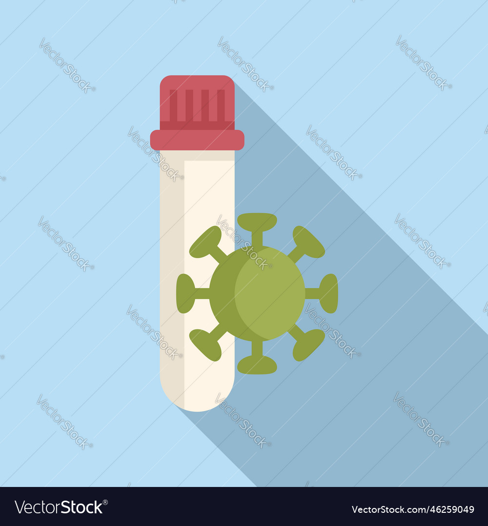 Virus test tube icon flat corona lab Royalty Free Vector