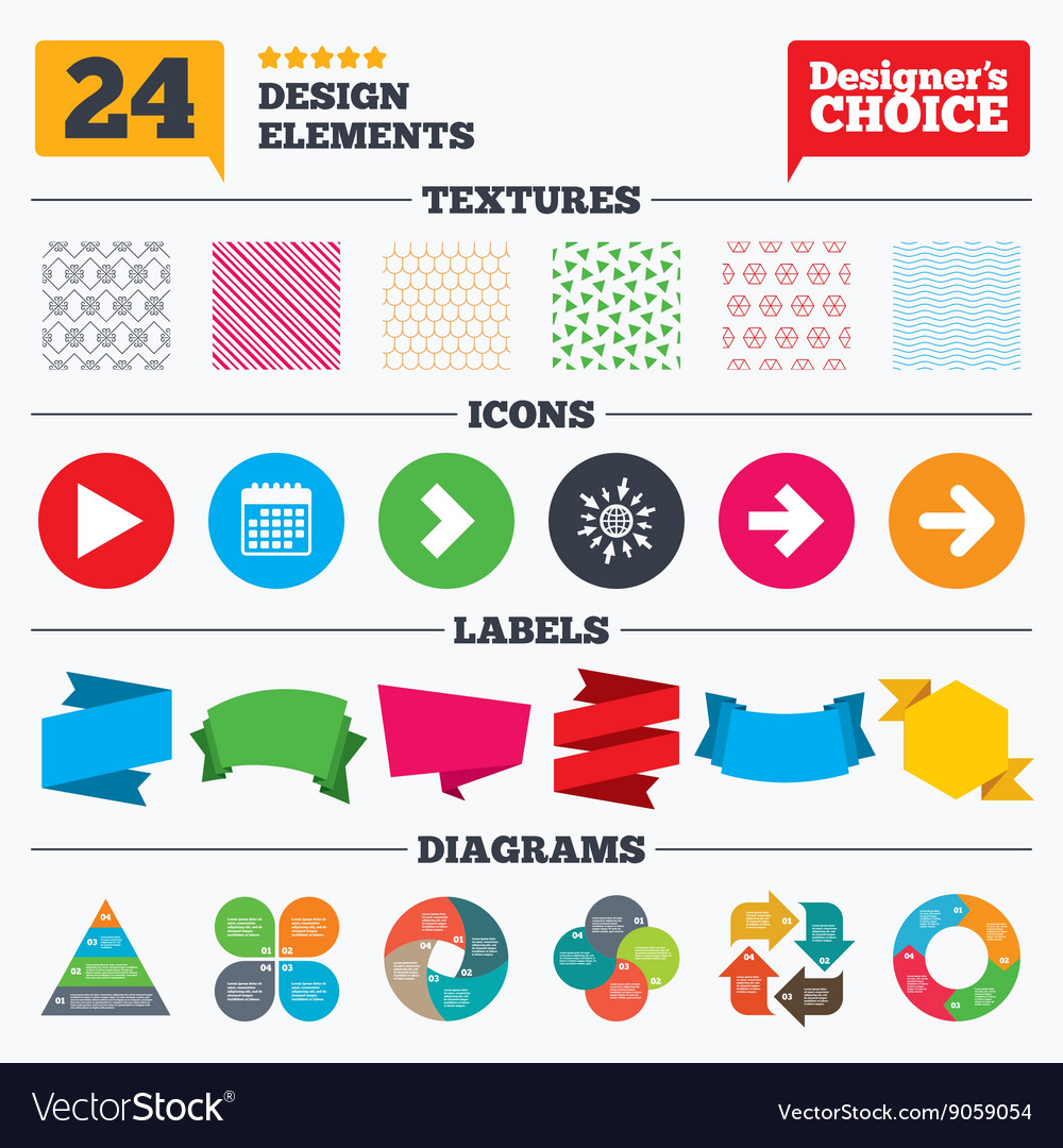 Arrow icons next navigation signs symbols