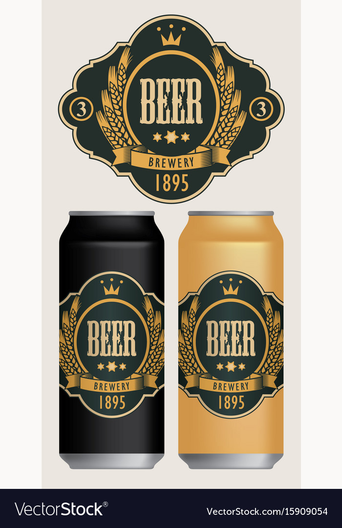 Beer labels for two beer cans Royalty Free Vector Image