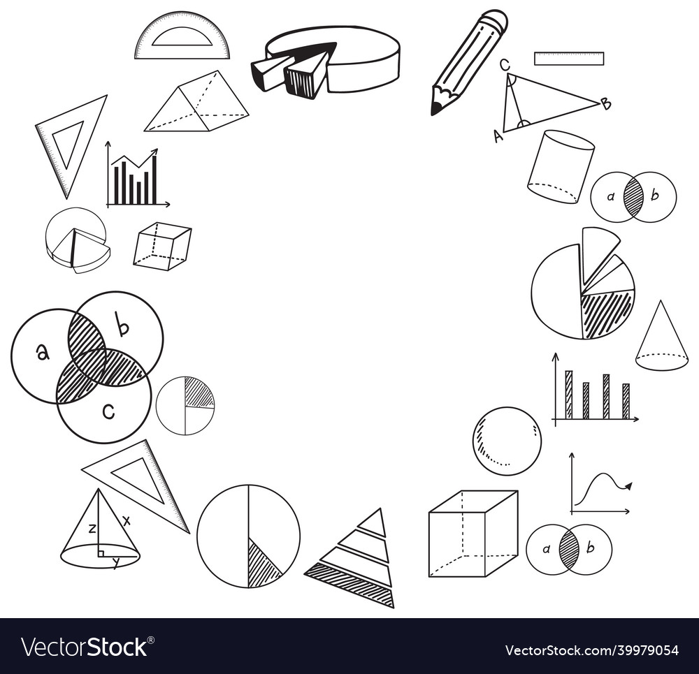 Blank math template with math tools and elements Vector Image