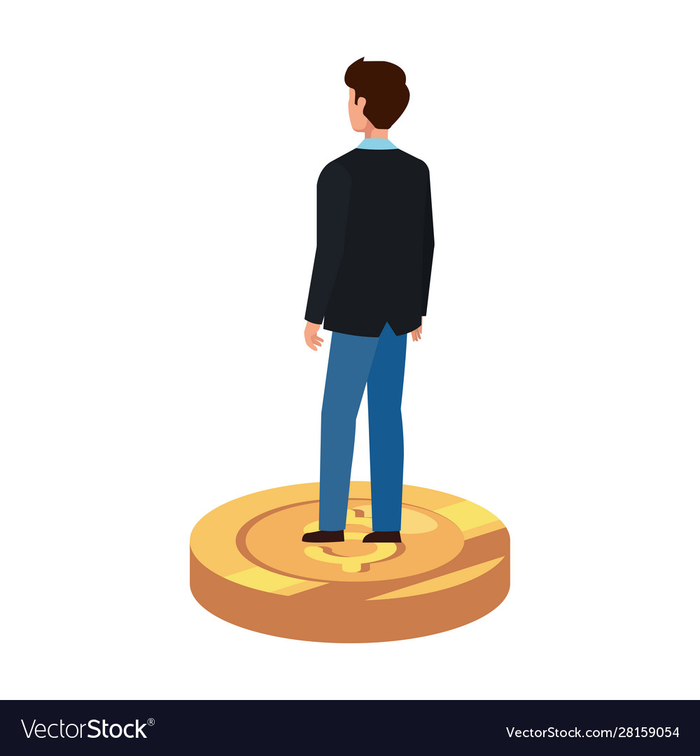 Businessman elegant over coin isolated icon