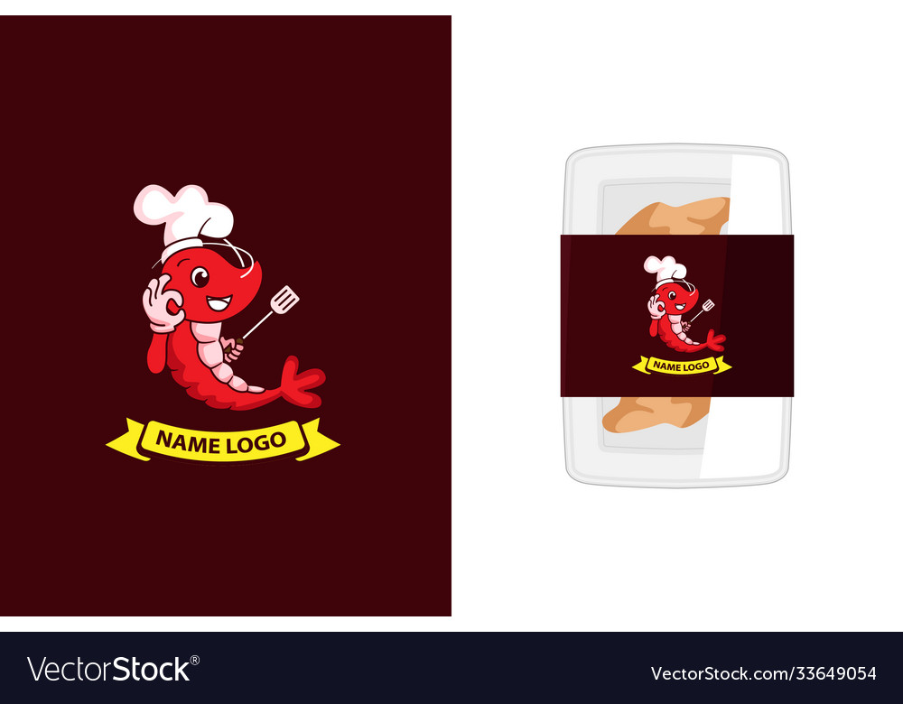 Cute shrimp mascot logo perfect for seafood