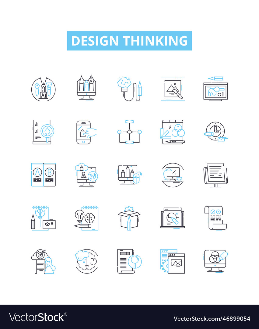 Design thinking line icons set Vector Image Design thinking line icons set