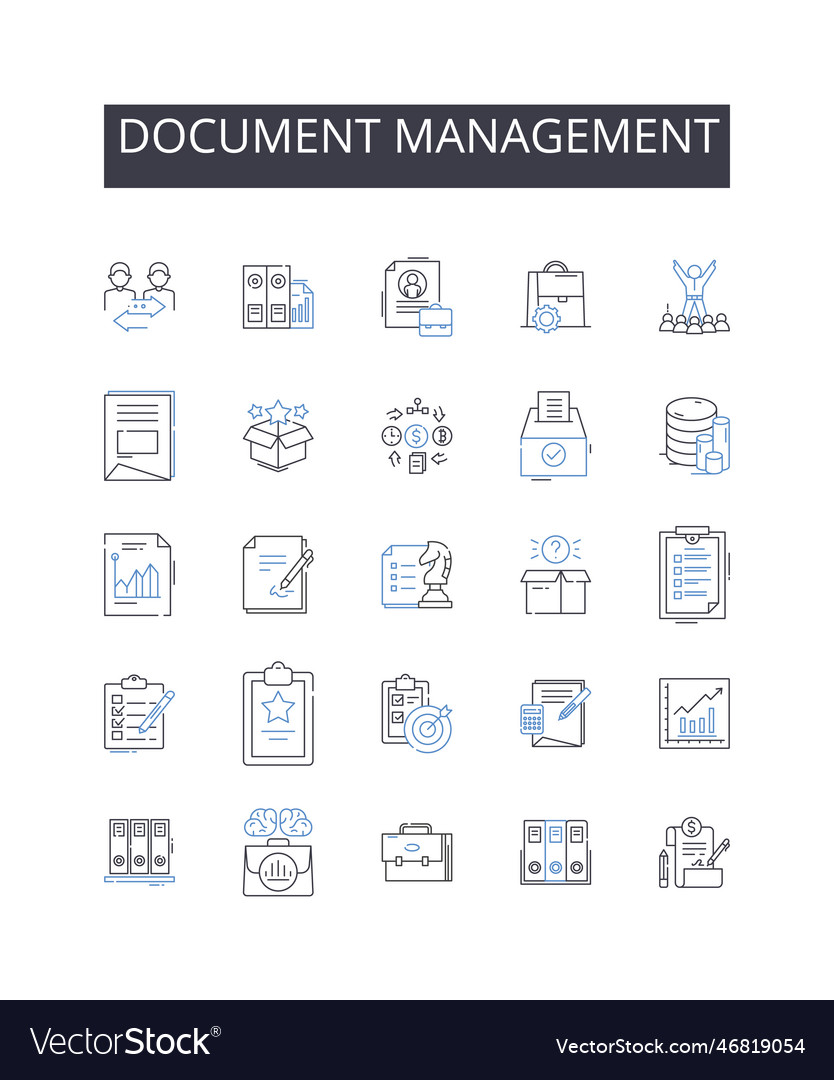 Document management line icons collection record