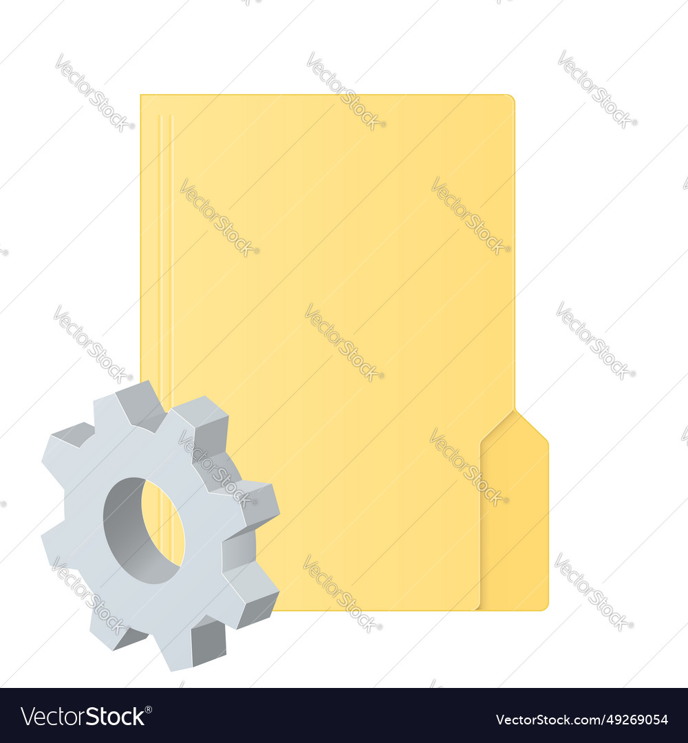 File computer folder icon with gear settings vector image File computer folder icon with gear settings