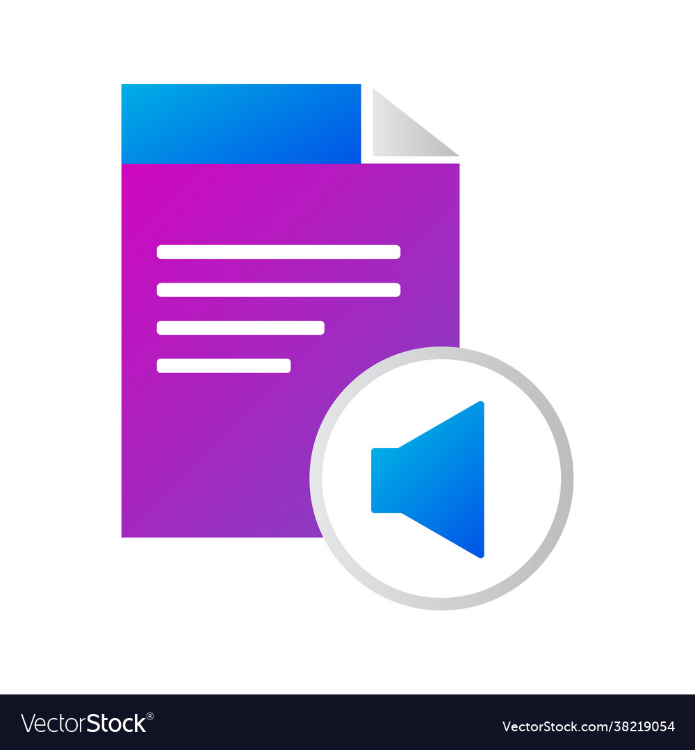File icon with sound gradient style vector image File icon with sound gradient style