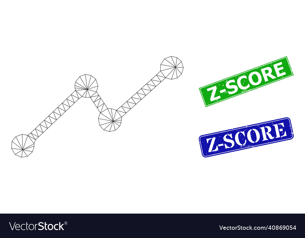 Grunge z-score imprints and triangular mesh chart vector image Grunge z-score imprints and triangular mesh chart