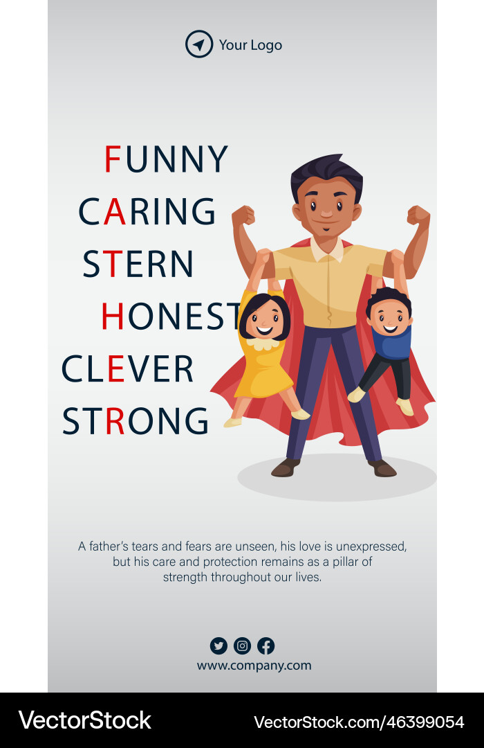 Happy fathers day portrait template Royalty Free Vector