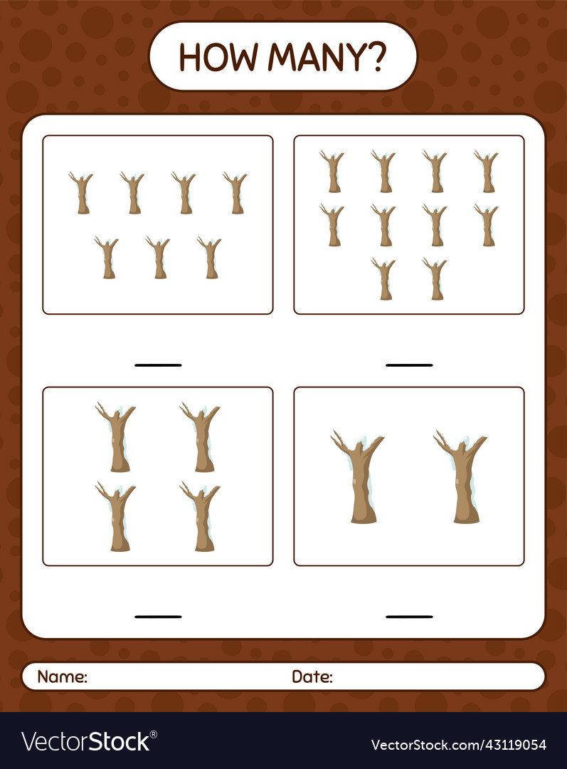 How many counting game with dead tree worksheet