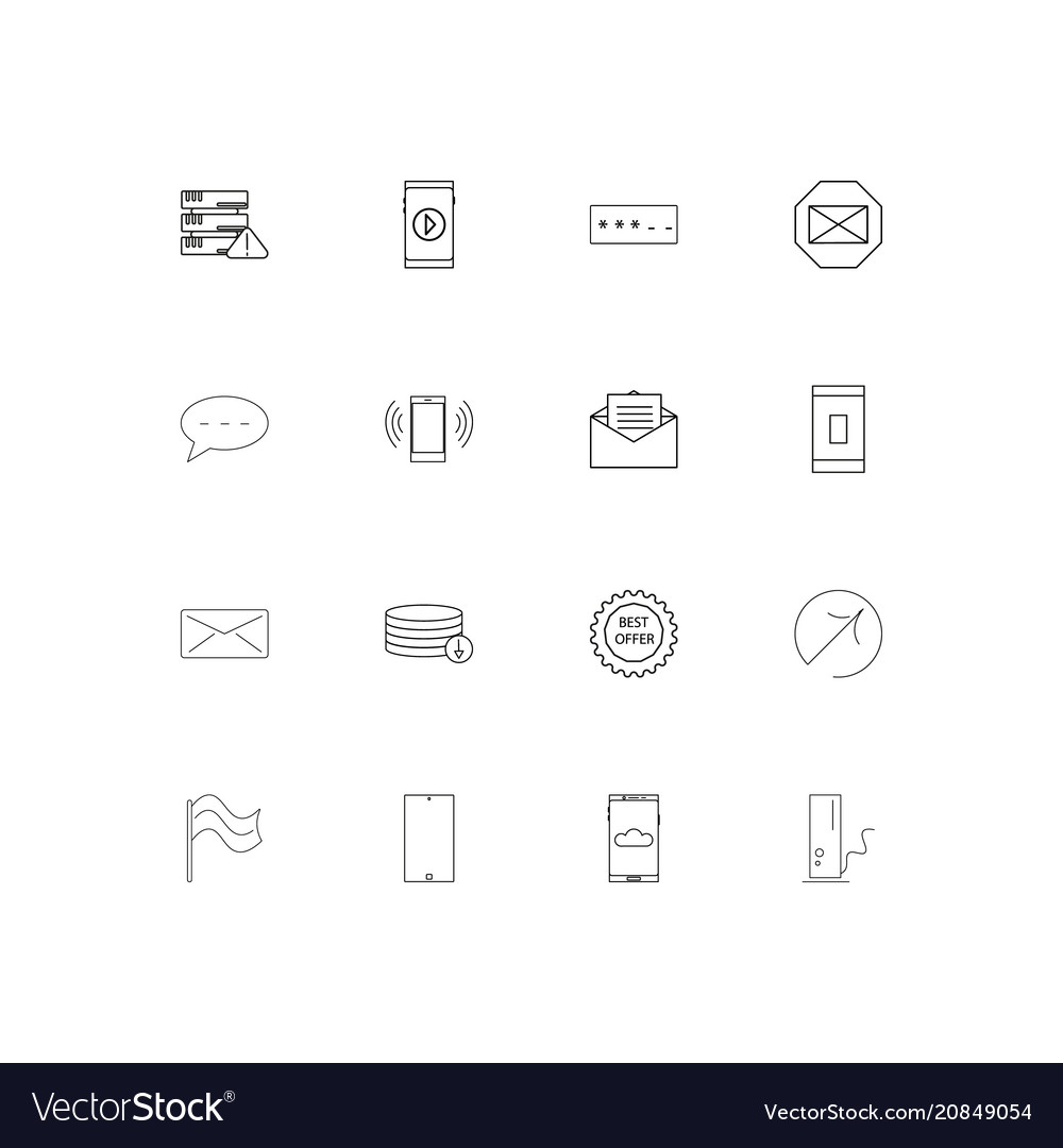 Internet technologies linear thin icons set