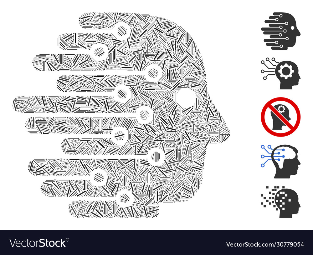 Linear artificial intelligence icon mosaic vector image Linear artificial intelligence icon mosaic