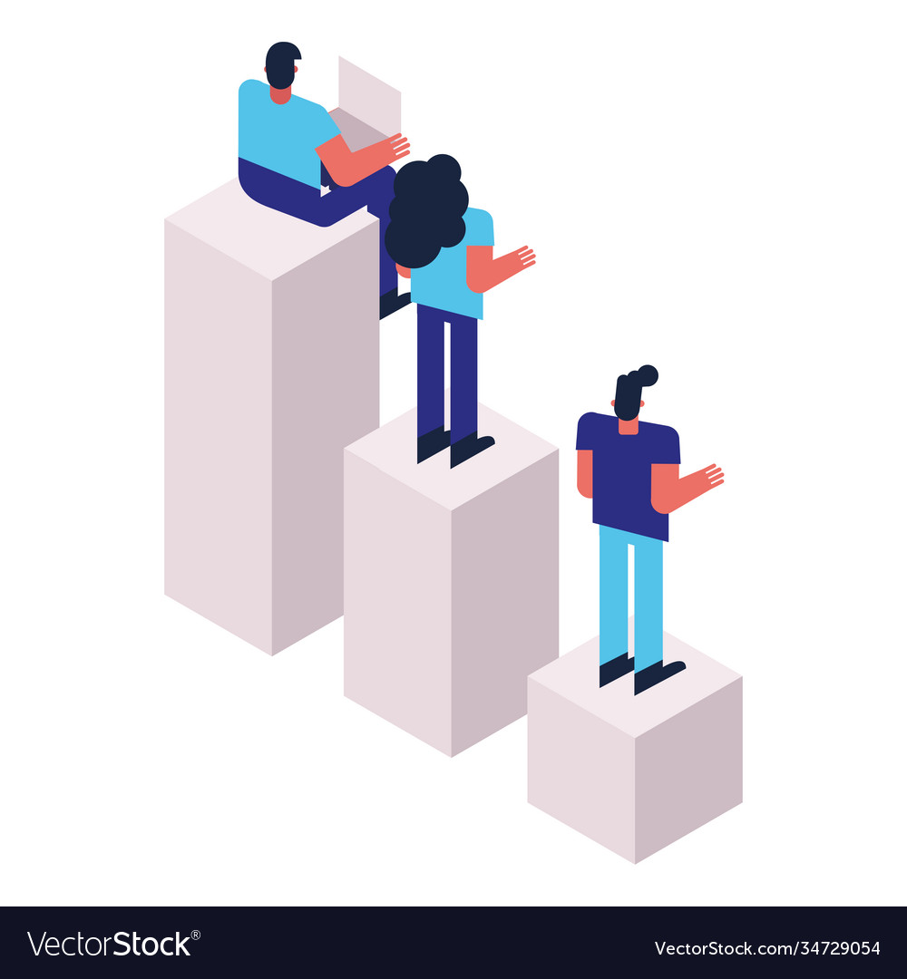 Man using laptop and persons characters Vector Image Man using laptop and persons characters