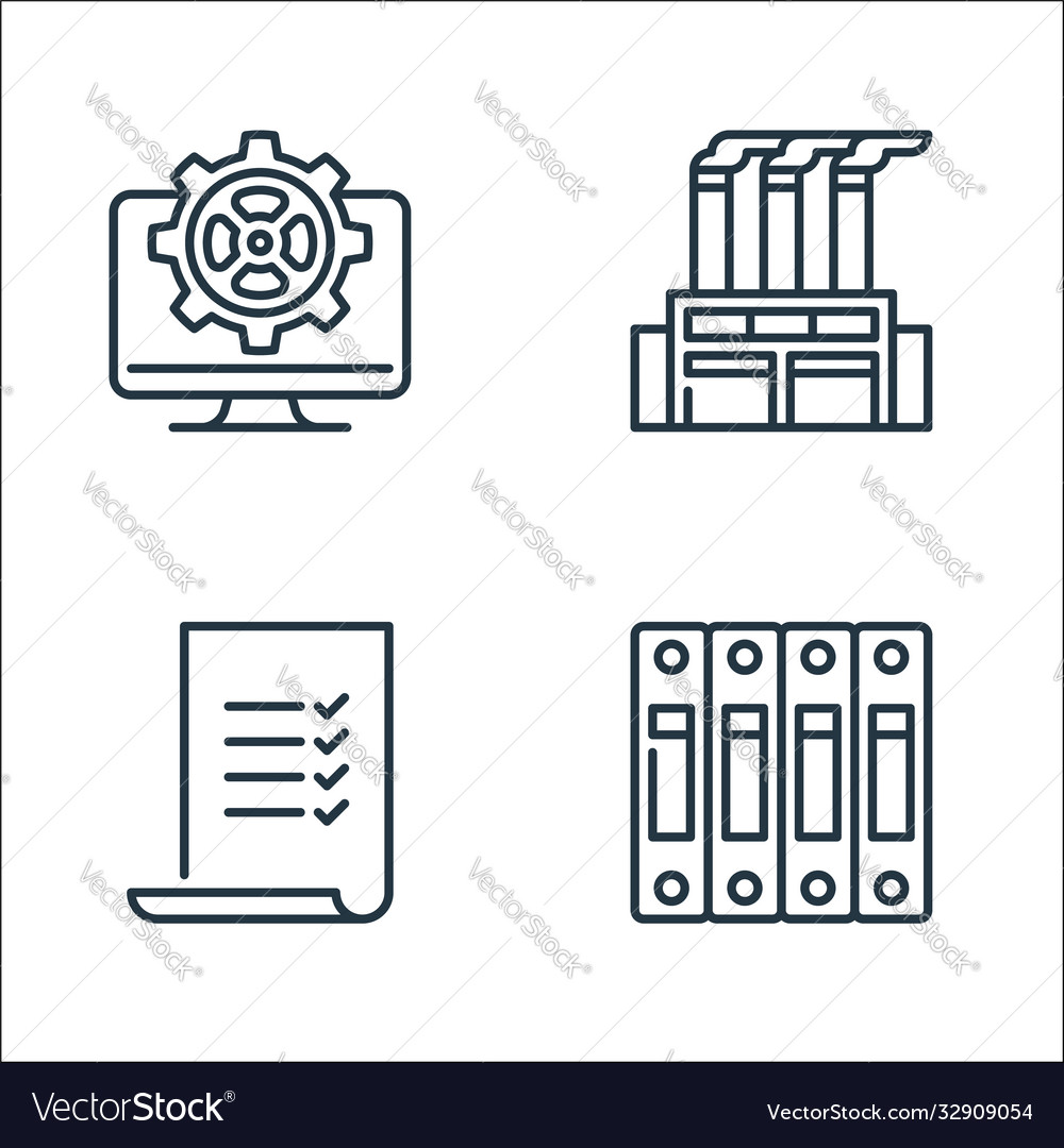 Management line icons linear set quality vector image Management line icons linear set quality