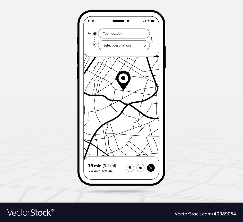 Map gps navigation ux ui outline smartphone Vector Image Map gps navigation ux ui outline smartphone