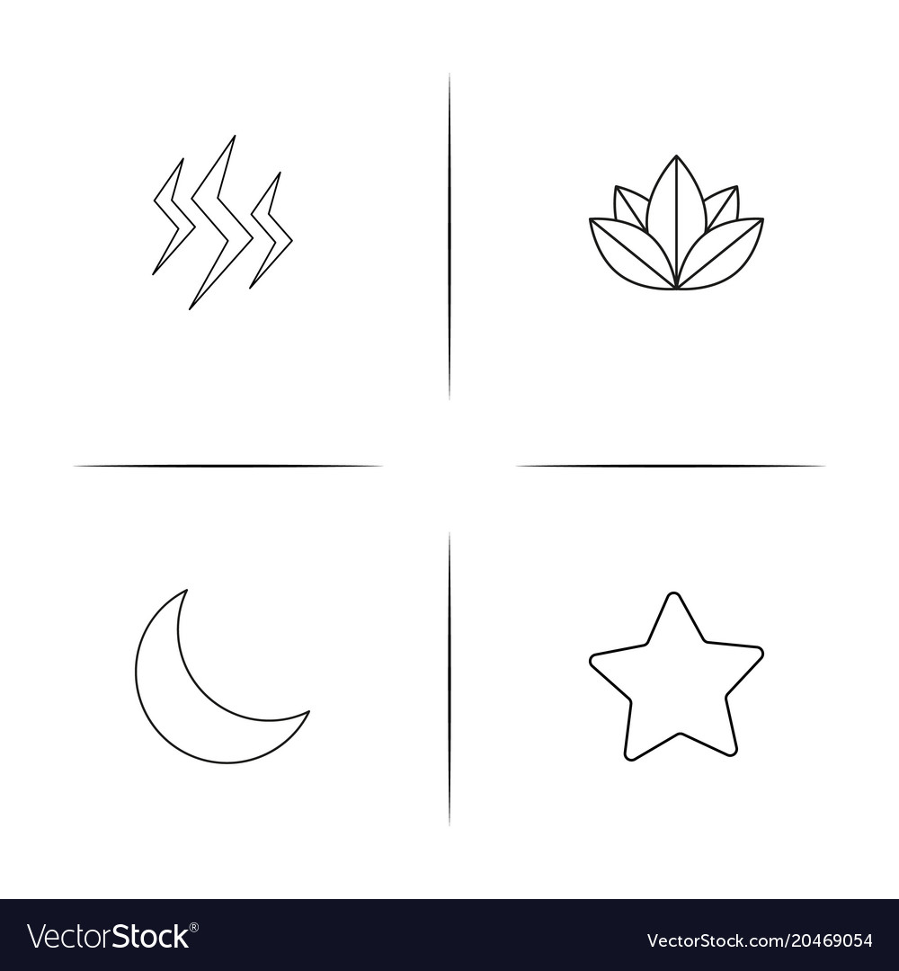 Nature simple linear icons set outlined