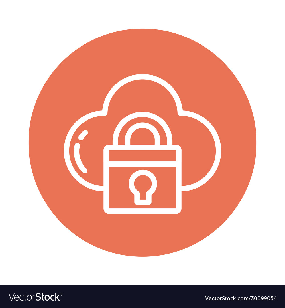 Padlock with cloud block and flat style icon vector image Padlock with cloud block and flat style icon