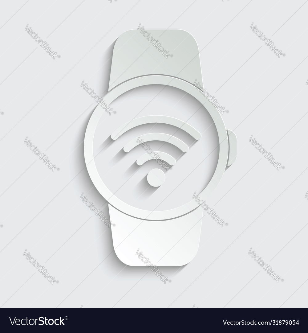 Paper smart watch icon with phone sign black