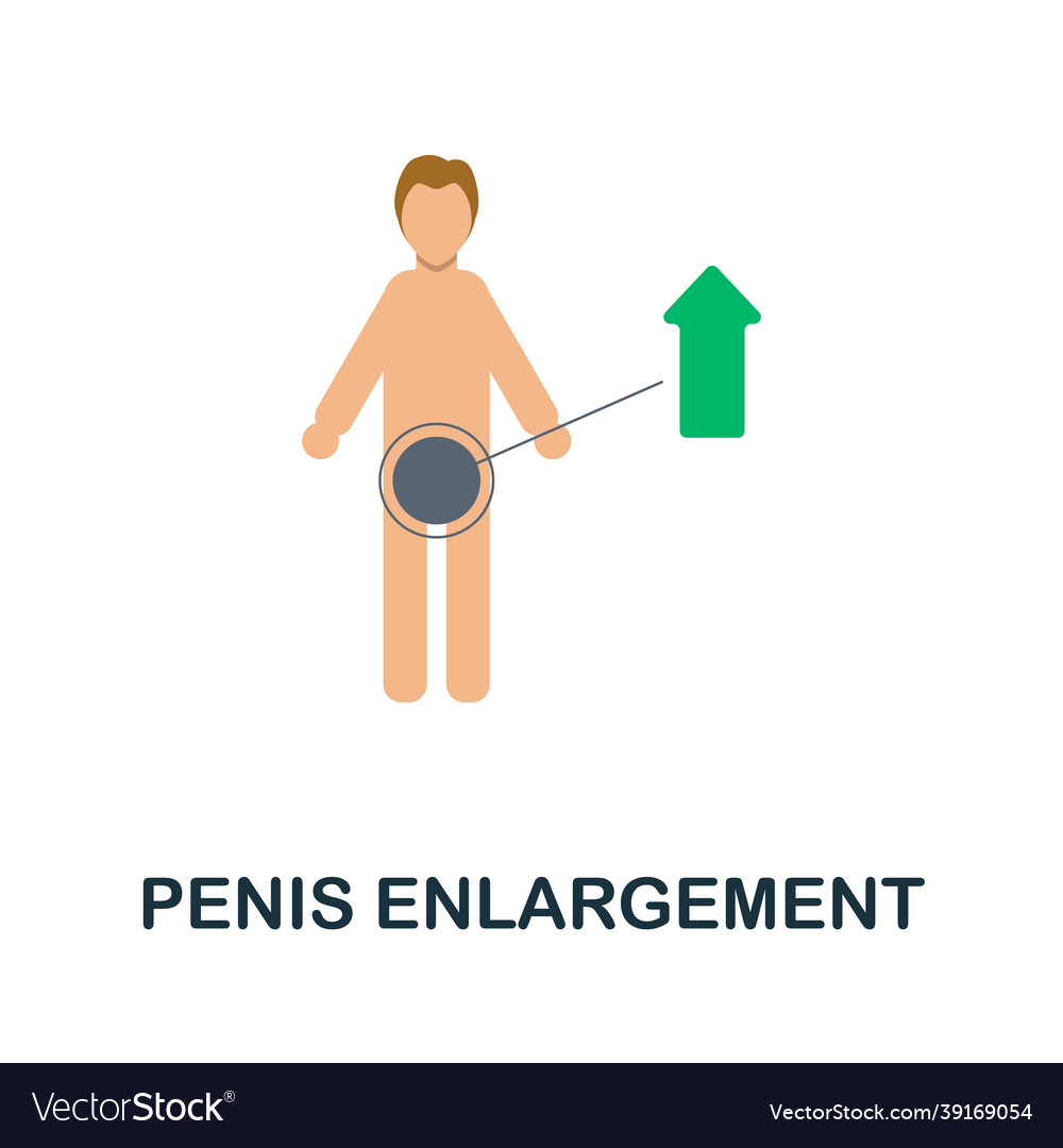 Penis enlargement flat icon colored sign from