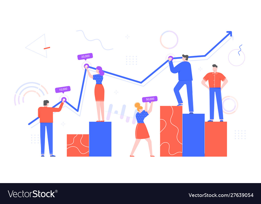 People work with chart data office workers Vector Image