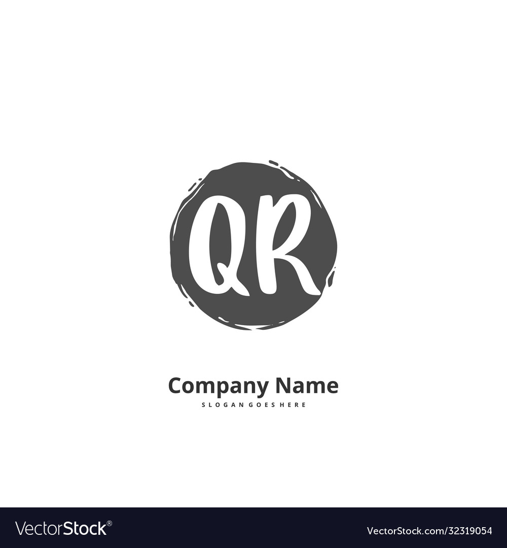 Q r qr initial handwriting and signature logo vector image Q r qr initial handwriting and signature logo
