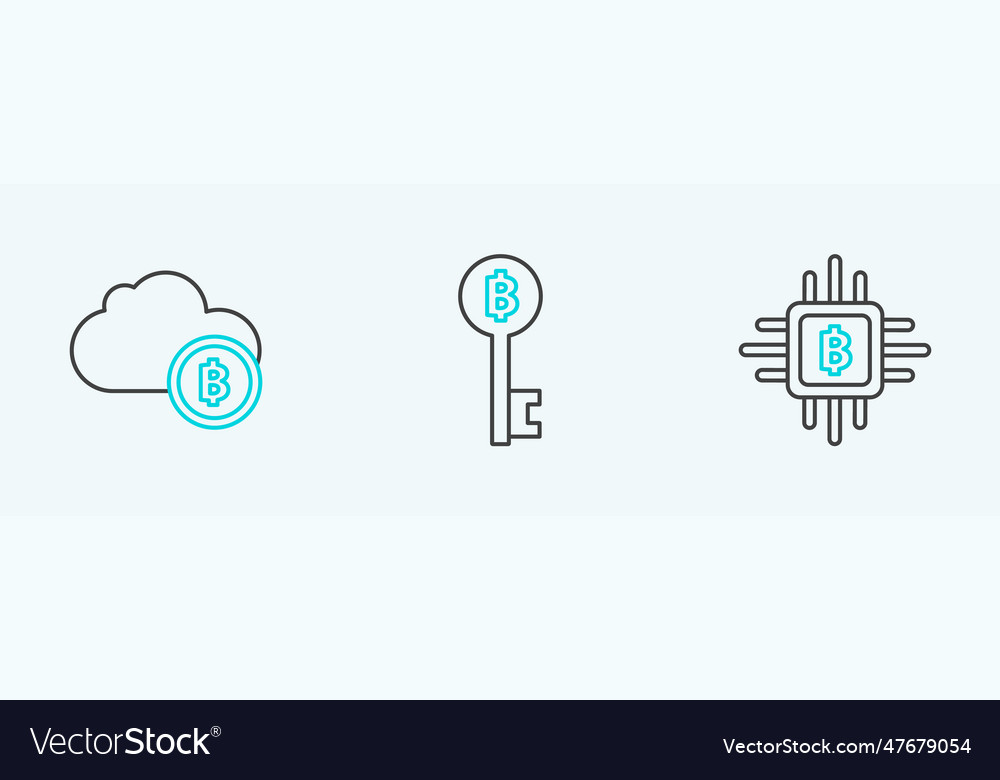Set line cpu mining farm cryptocurrency cloud vector image Set line cpu mining farm cryptocurrency cloud