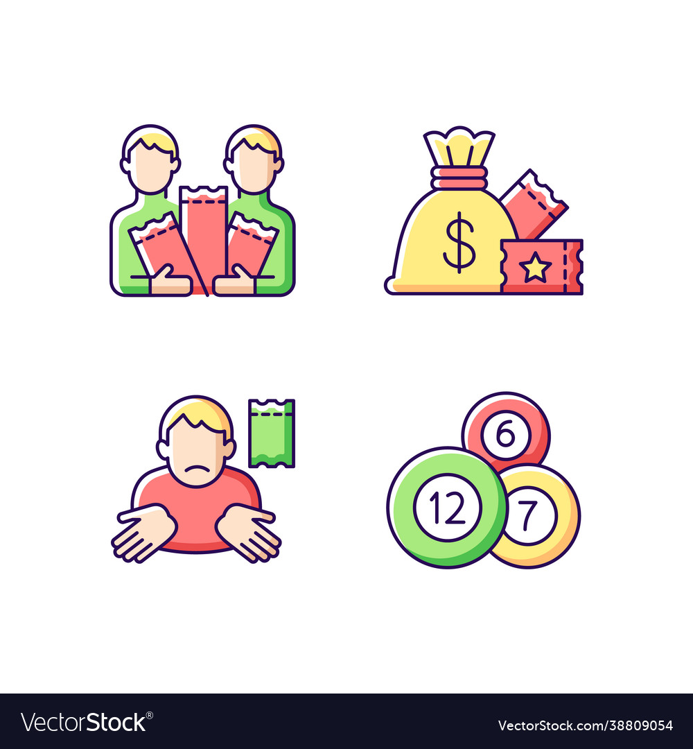 Taking part in lottery rgb color icons set