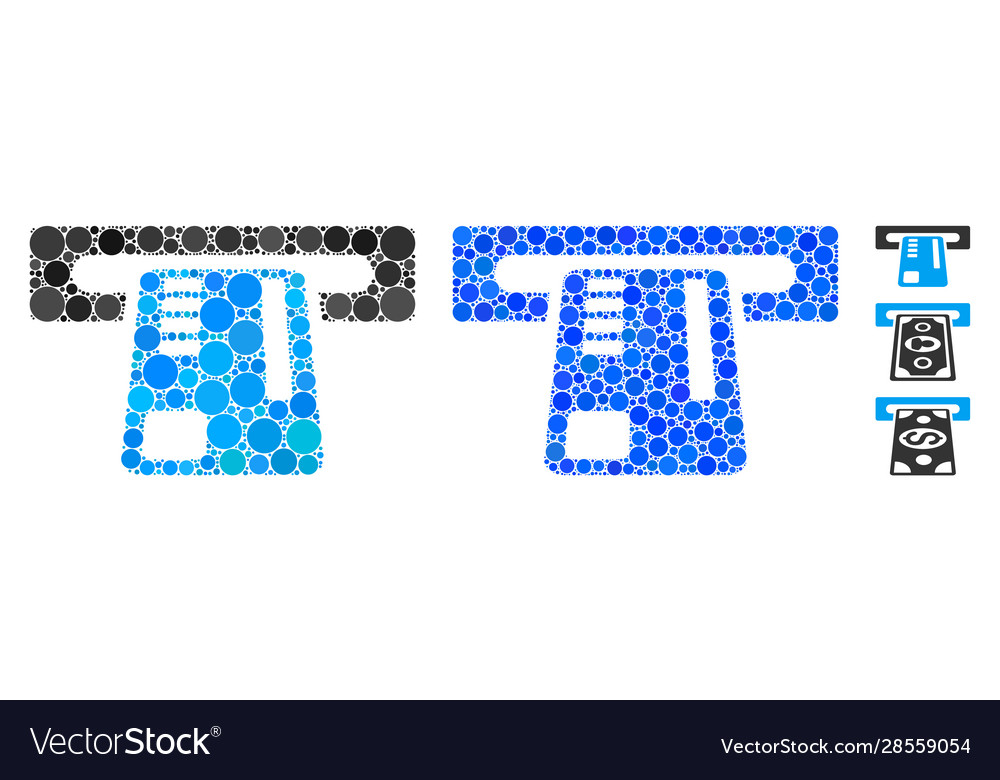 Ticket machine mosaic icon round dots