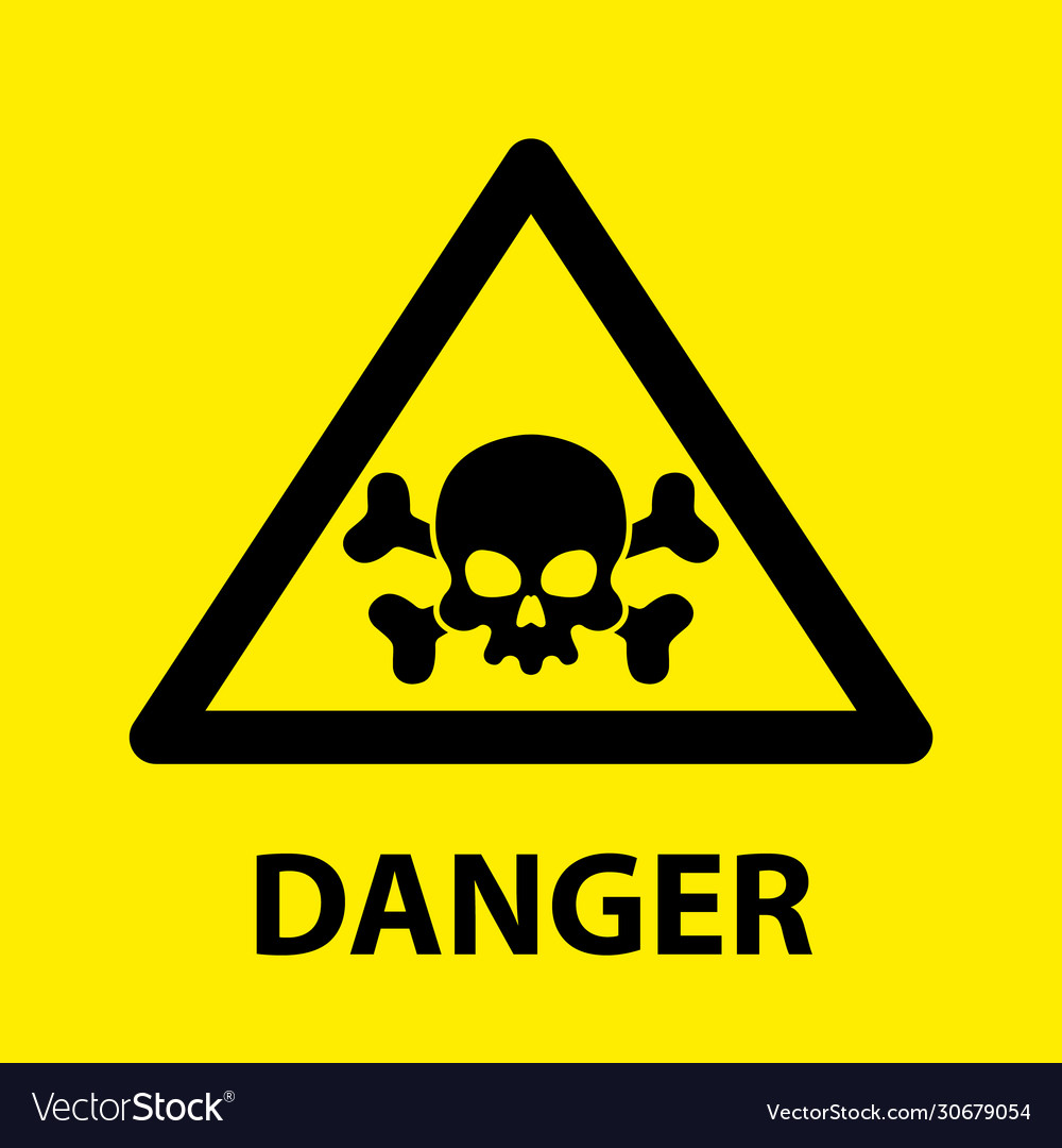 Triangular danger icon with skull and crossbones Vector Image Triangular danger icon with skull and crossbones