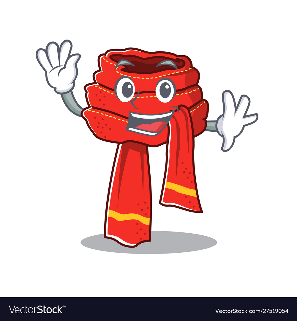 Waving scarf mascot isolated in cartoon