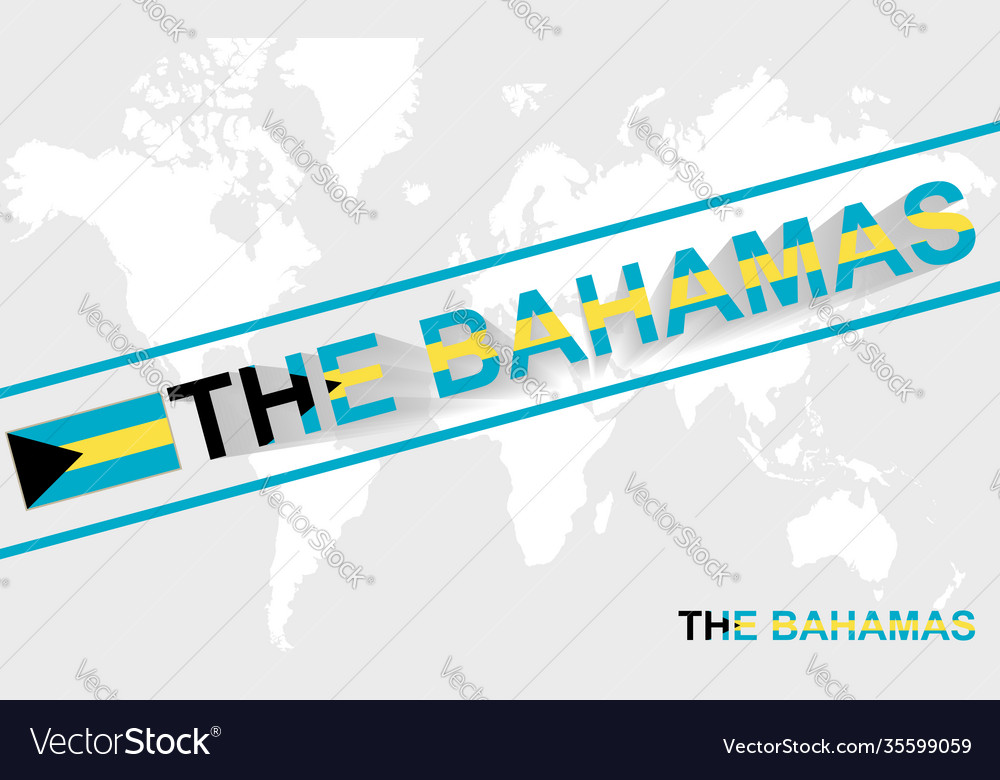 Bahamas map flag and text