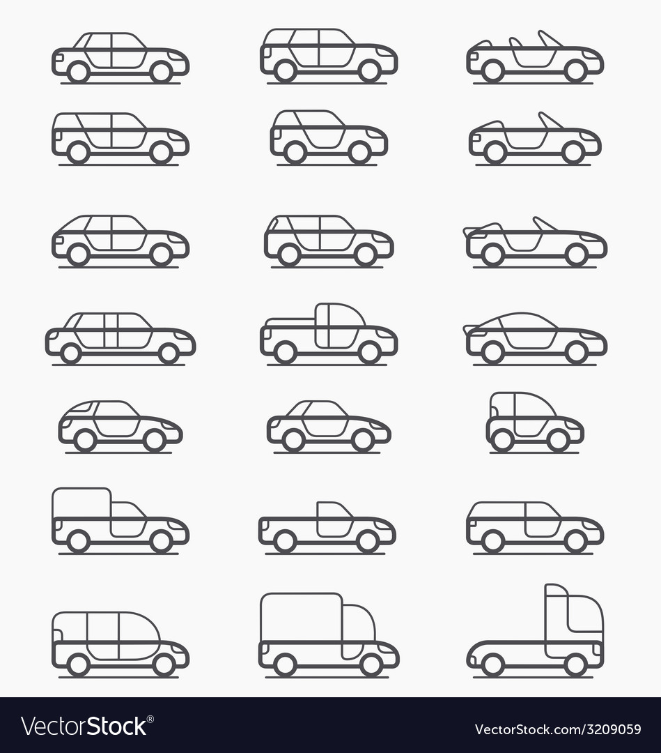 Car type icon set Royalty Free Vector Image - VectorStock