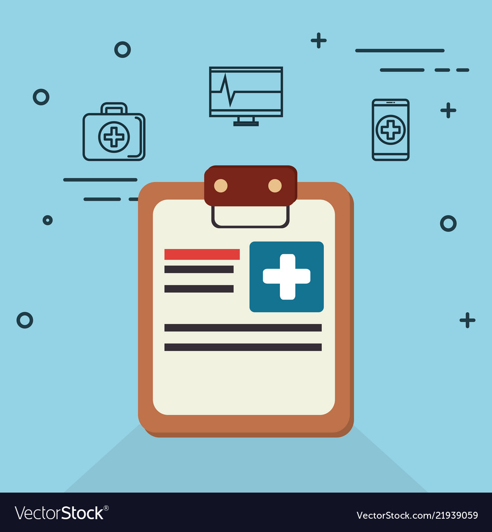 Clipboard order with medical healthcare icons vector image Clipboard order with medical healthcare icons
