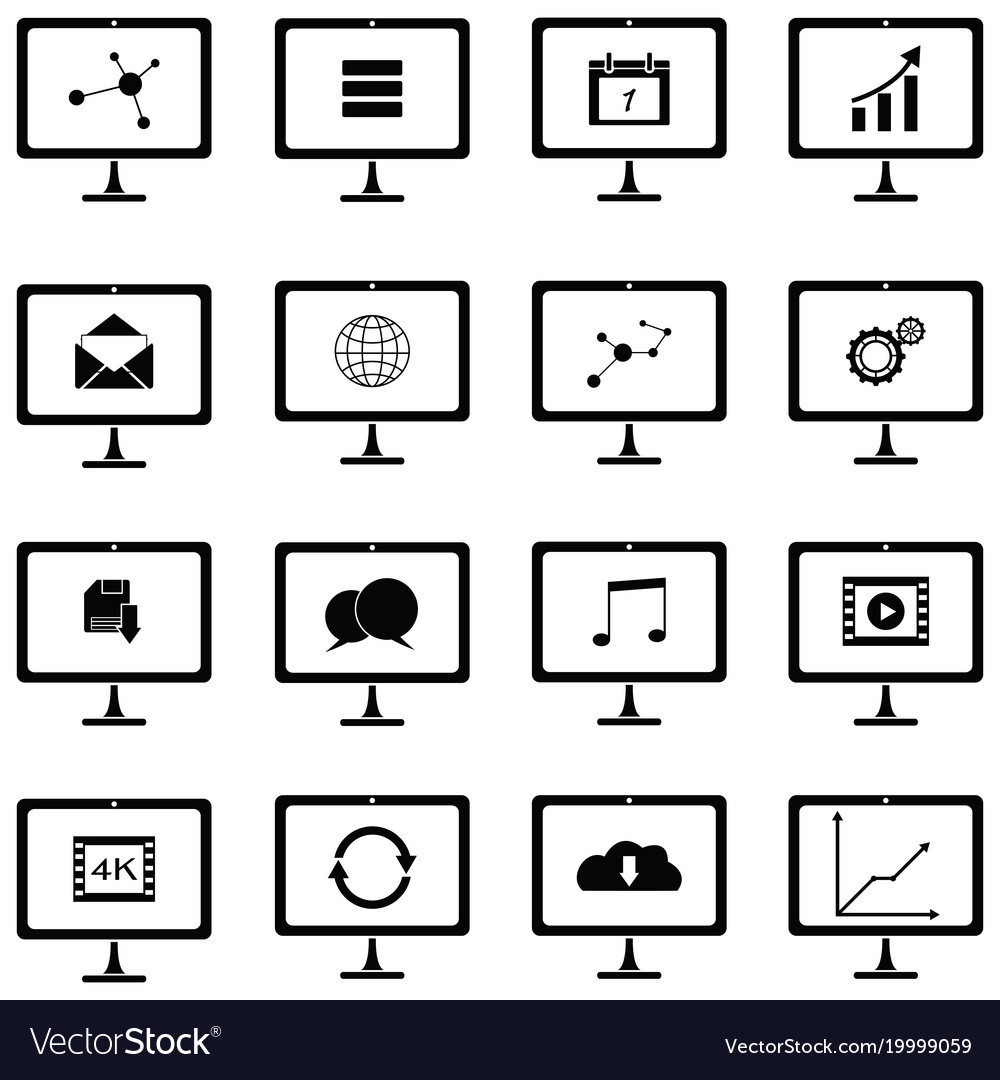 Computer screen icon set