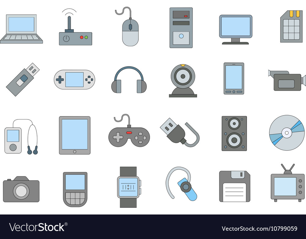 Computer technologies colorful icons set