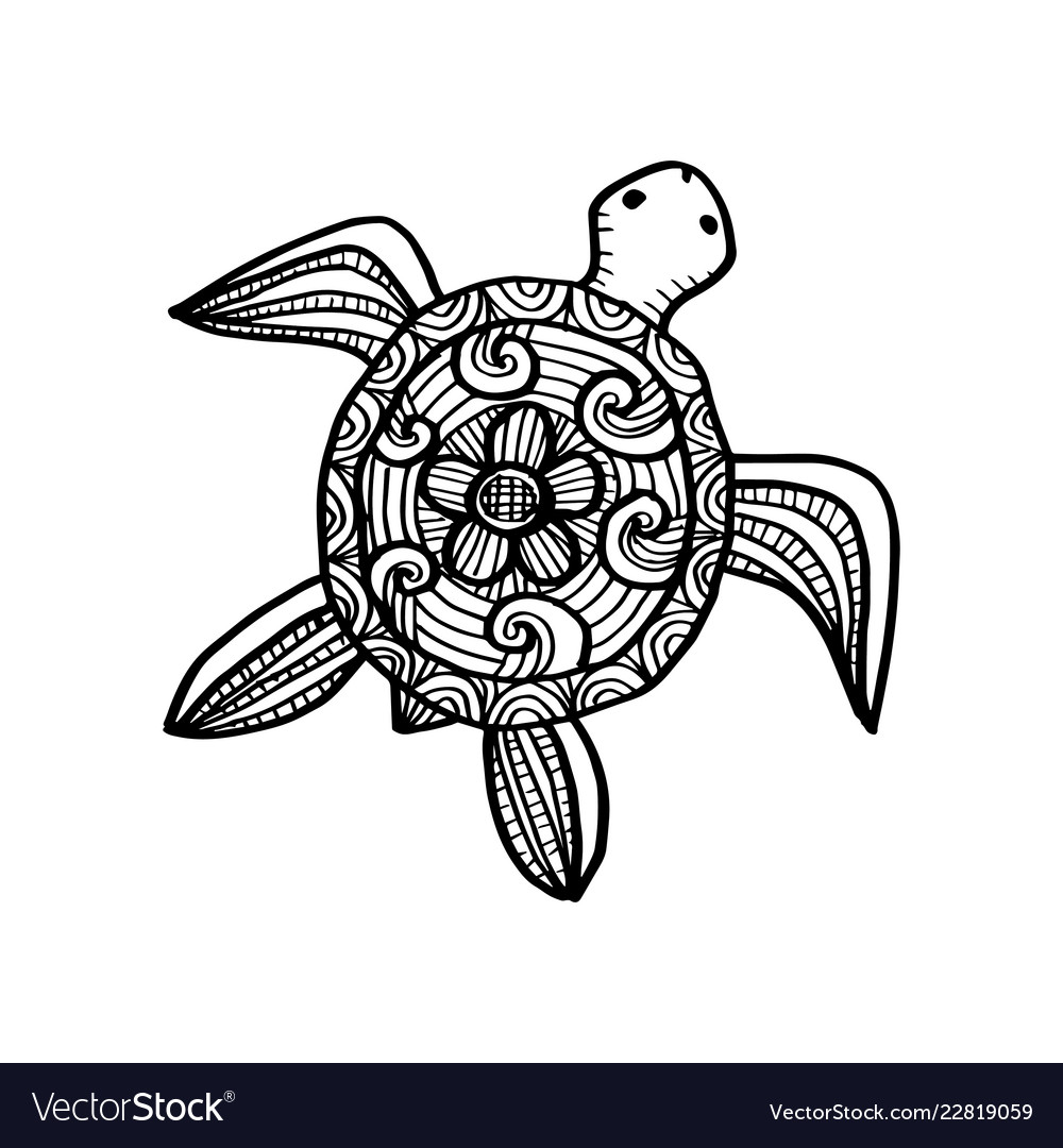 Turtle coloring book for adults vector Stock Vector by